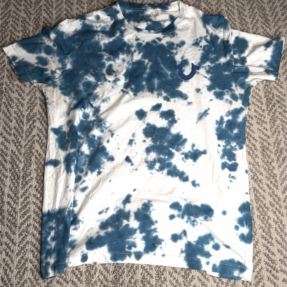 True Religion Mens Size L Blue Tye Die Shirt Lounge Wear Short Sleeve Tee
